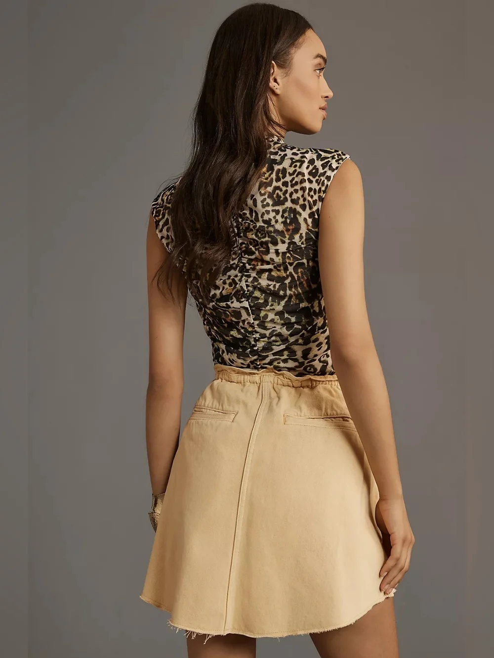 Pilcro Anthropologie Reworked Denim Skater Mini Skirt S - Picture 3 of 11